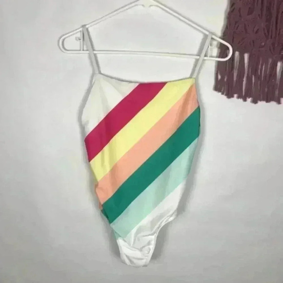 Free Press Swim White Rainbow One Piece Size Small - Picture 4 of 5